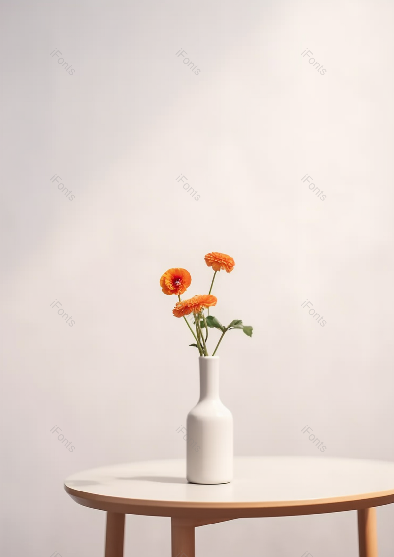 简约桌子花瓶鲜花和简洁背景极简构图,高清,摄影图,摄影图片,图片大全,摄影图免费下载